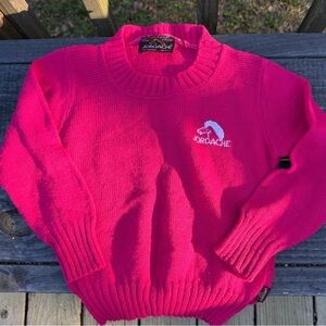 Vintage Jordache Kids Hot Pink Knit Sweater Made in USA Embroidered Horse Logo